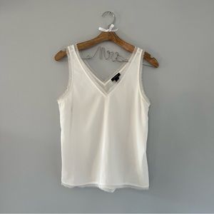 Halogen Raw Edge V-Neck Tank in White/Ivory in Women’s Small